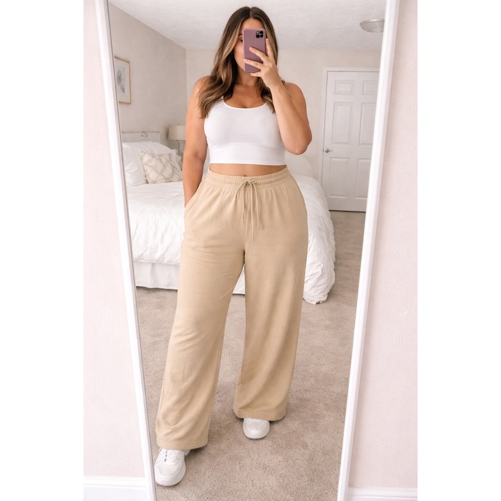 NWT Velvet by Jenny Graham Tan Wide Leg Cotton Sweatpants Women's XL
